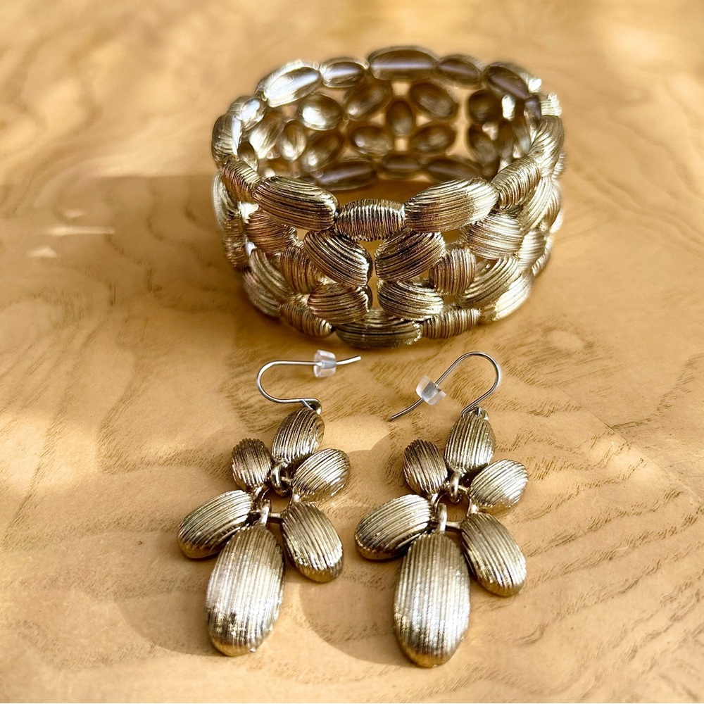 Macy’s Gold Tone Earrings and Bracelet Set
